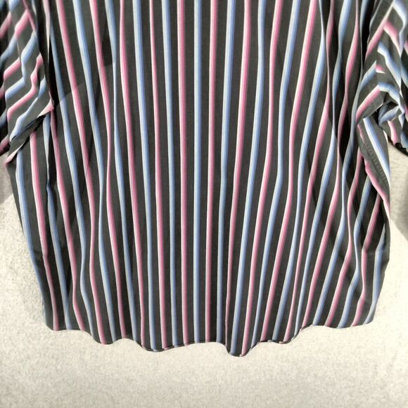 Ted Baker London Button Down Shirt Mens Sz 16.5-34/35 Black Multi Striped - Picture 10 of 11